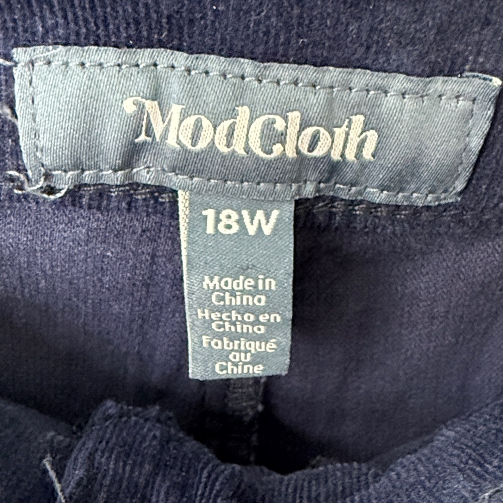 Modcloth Navy Lightweight Corduroy with Rainbow Stripe - Picture 4 of 9